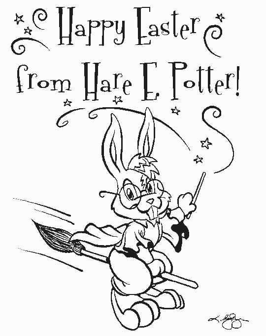 Print Vrolijk Pasen, Harry Potter kleurplaat
